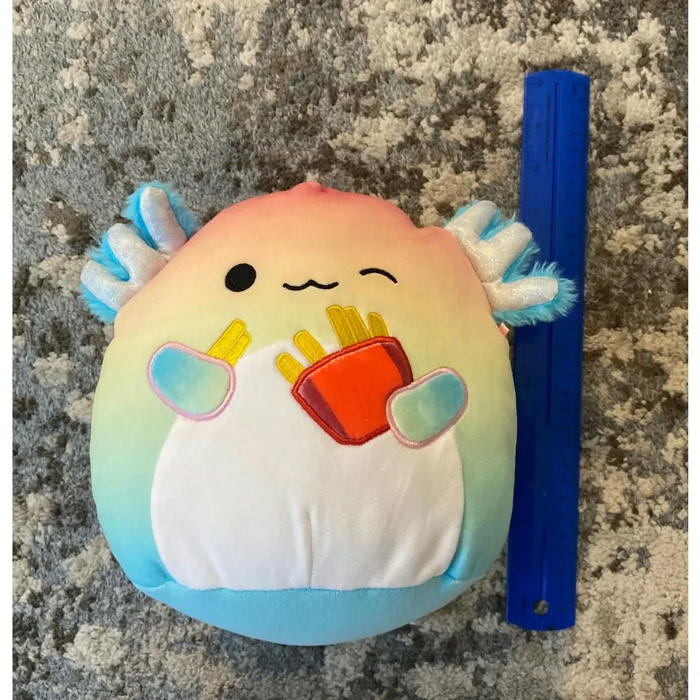 Squishmallows Official 10' Aika the Winking Gradient Rainbow Striped Axolotl